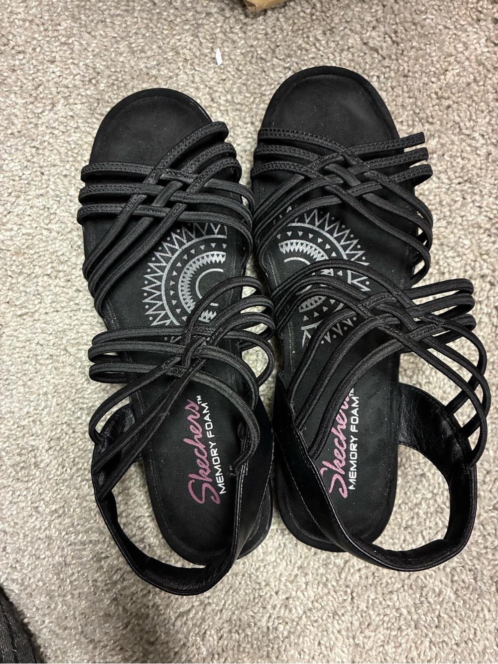 Skechers Black Strappy Memory Foam Sandals